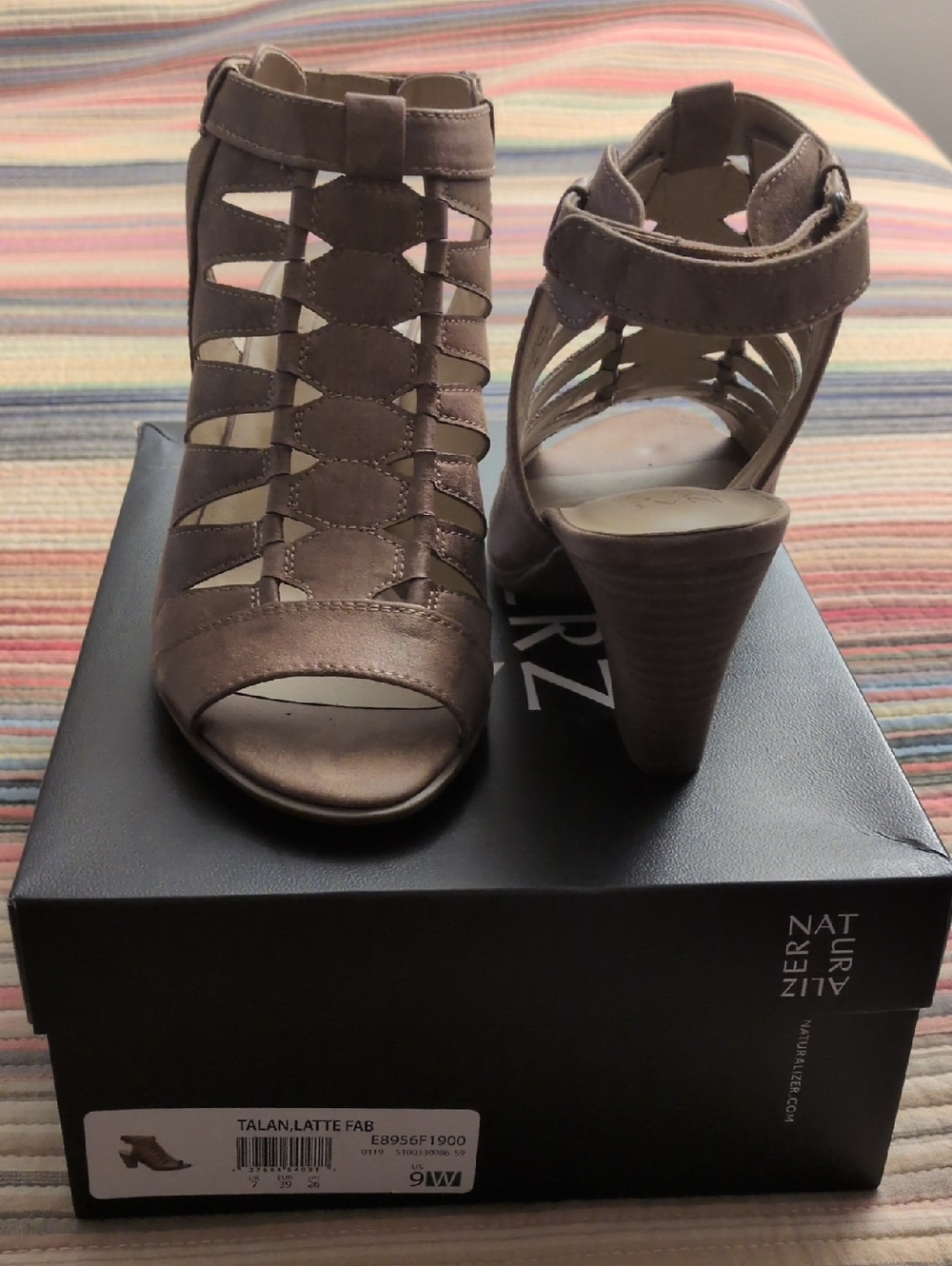 Naturalizer Latte Suede Strappy Cutout Heels